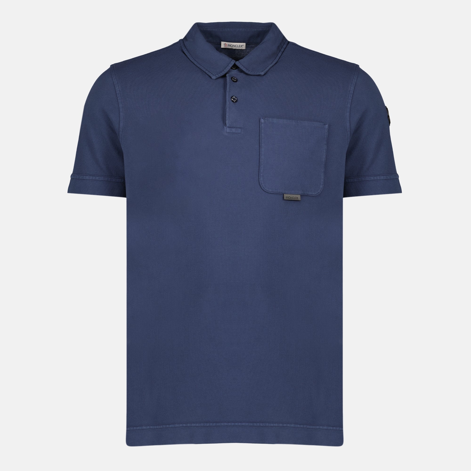 Imagen del Polo de Algodón Piqué Azul Marino de la marca Moncler para Hombre - Temporada Primavera-Verano 2026 - Vista Frontal