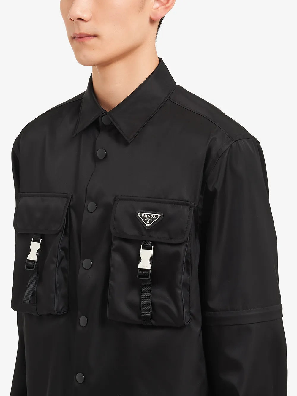 Camisas Camisa em Re-Nylon Prada Preto Homme