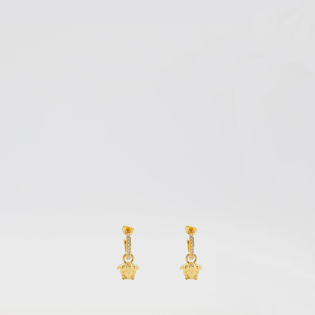 Joias Brincos de Argola La Medusa com Cristais Versace Ouro Femme