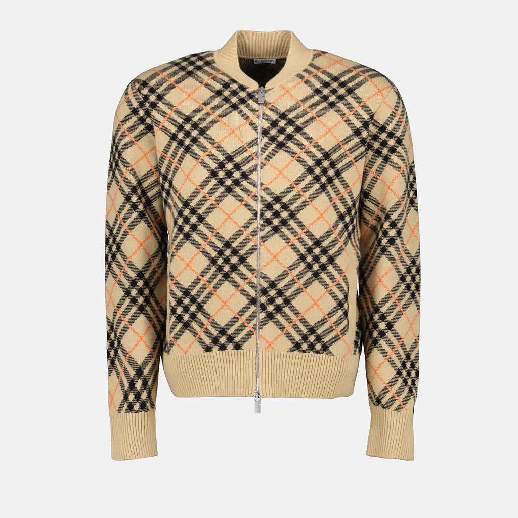 Jackets Checked Cashmere Bomber Burberry Beige Homme