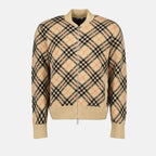 Jackets Checked Cashmere Bomber Burberry Beige Homme