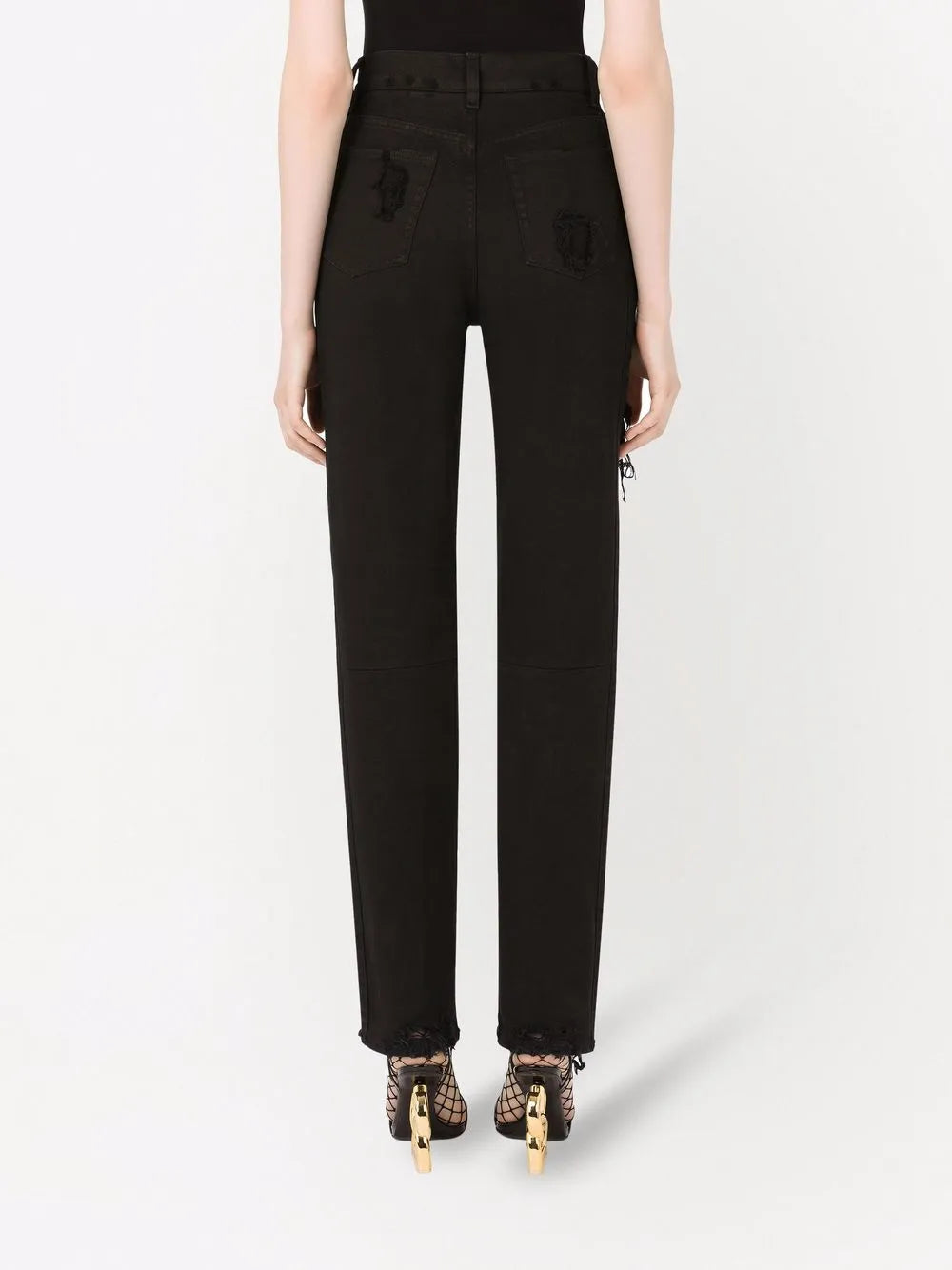 Pantalons Jean droit noir Dolce & Gabbana Noir Femme