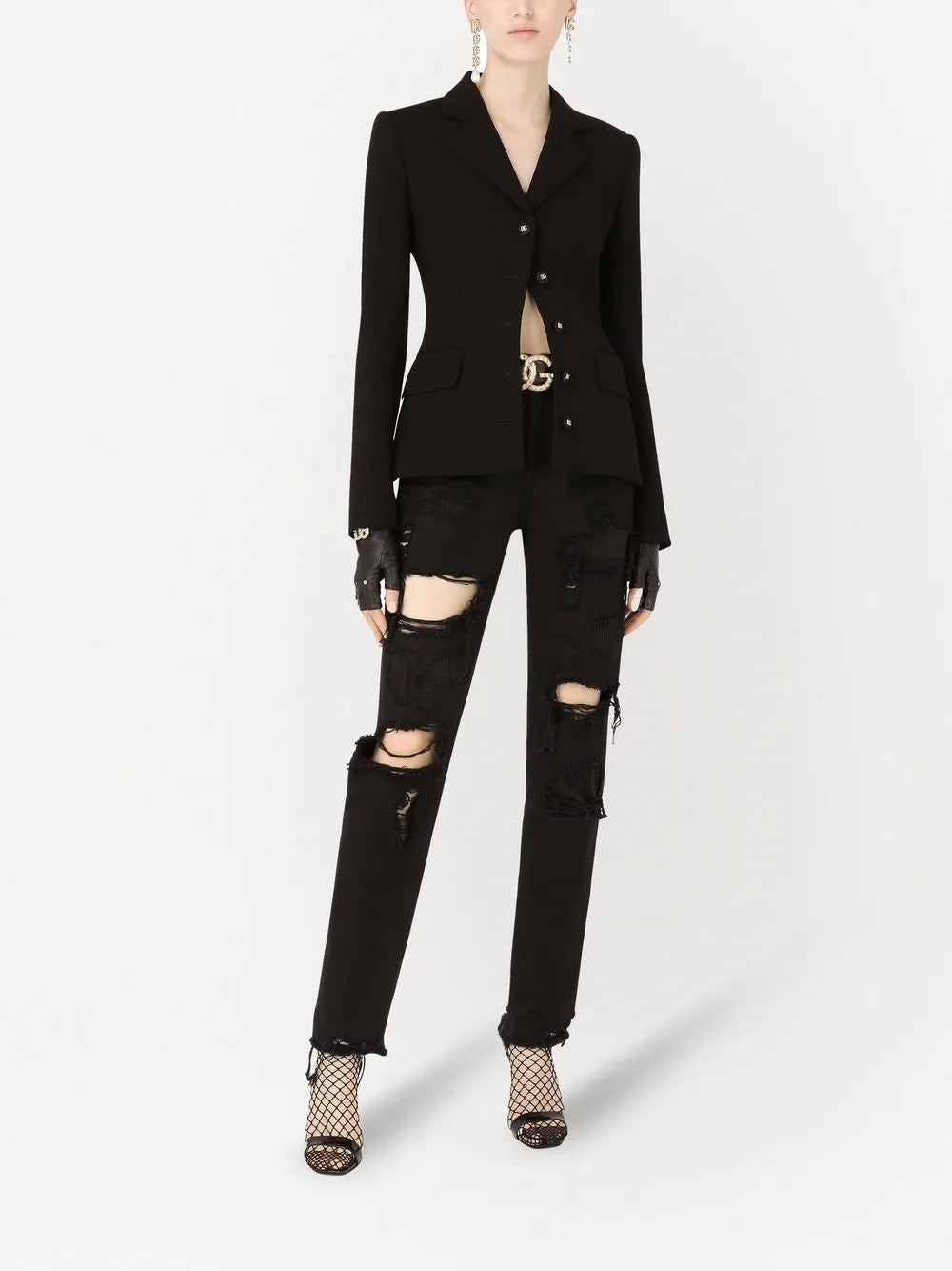 Pantalons Jean droit noir Dolce & Gabbana Noir Femme