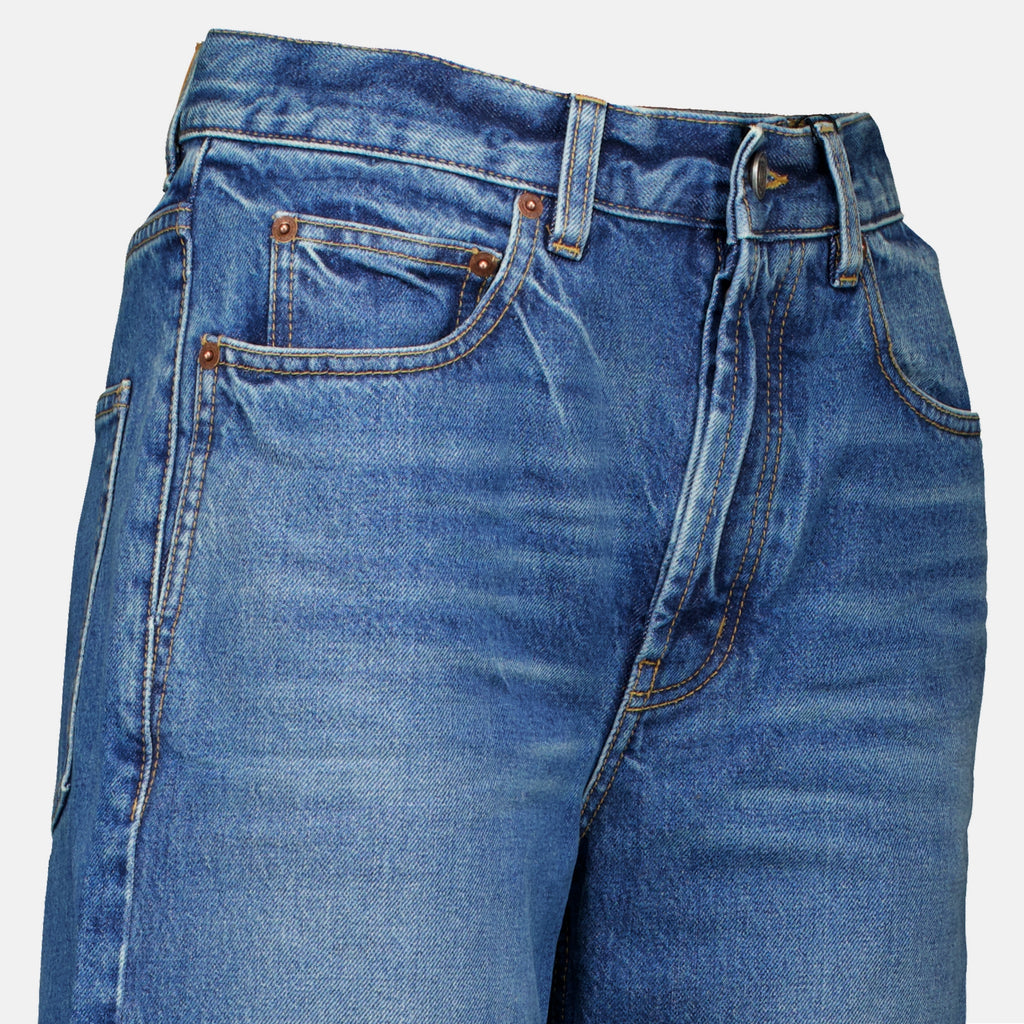 Pantalons Jean baggy 90s en denim bleu Saint Laurent Bleu Femme