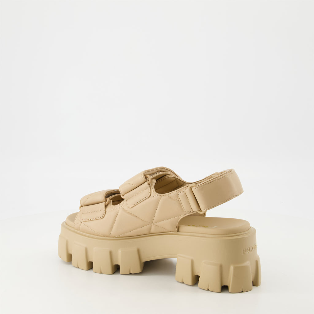 Scarpe aperte Sandali in Pelle Trapuntata Prada Beige Femme