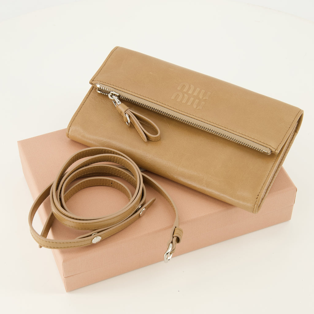 Petite maroquinerie Billeteras de Cuero Marrón Miu Miu Marron Femme