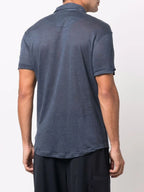 Polos Polo Sebastian en lin Orlebar Brown Bleu foncé Homme