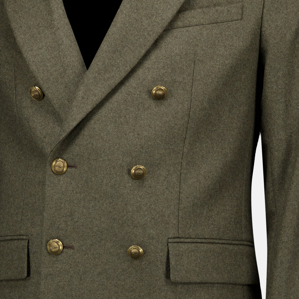 Vestes Blazer de Lã Caqui Dior Kaki Homme