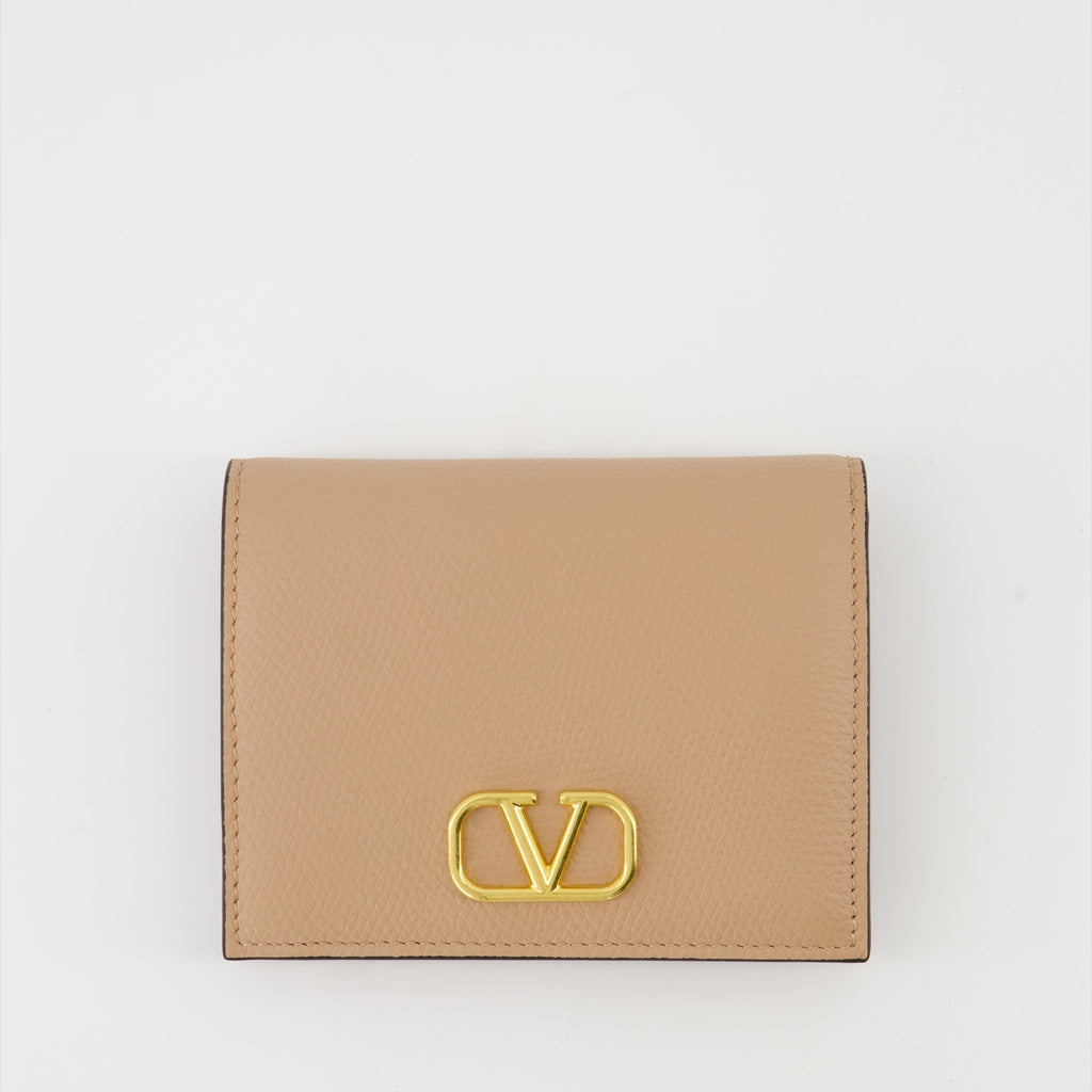 スモールレザーグッズ VLogo シグネチャー ウォレット Valentino Garavani ベージュ Femme
