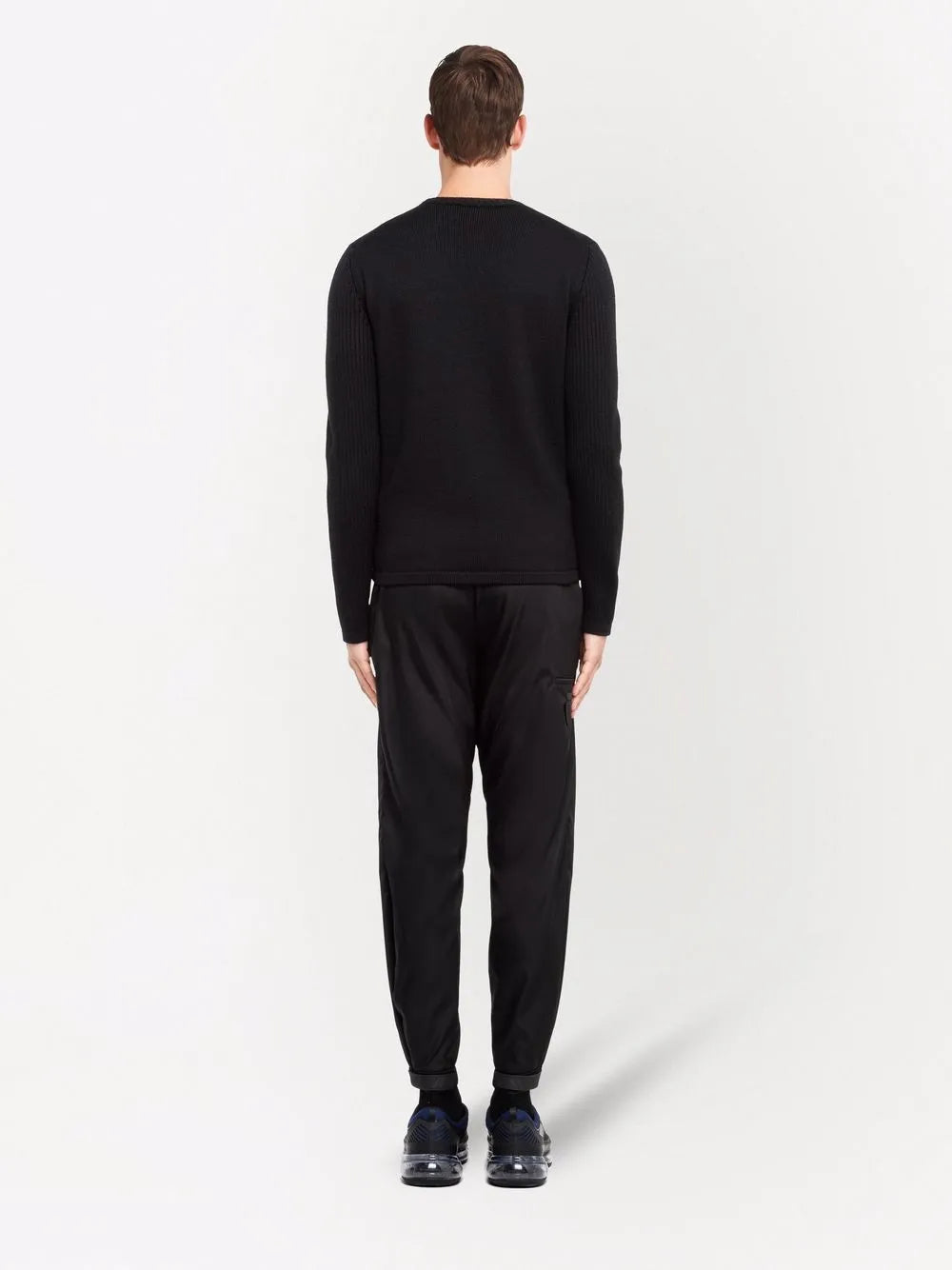Maille Pull en laine et Re-Nylon Prada Noir Homme