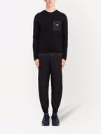 Maille Pull en laine et Re-Nylon Prada Noir Homme