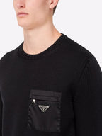 Maille Pull en laine et Re-Nylon Prada Noir Homme
