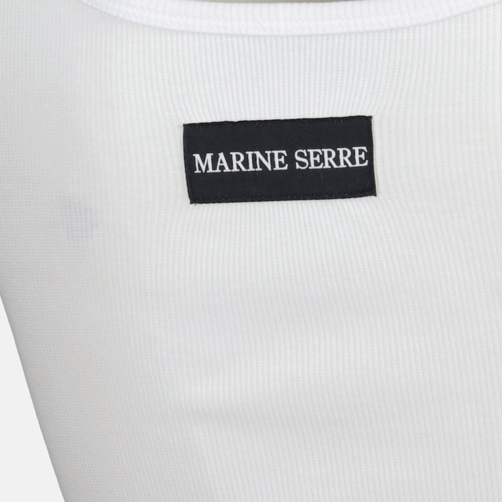 Robes Vestido Branco Longo em Algodão Marine Serre Blanc Femme