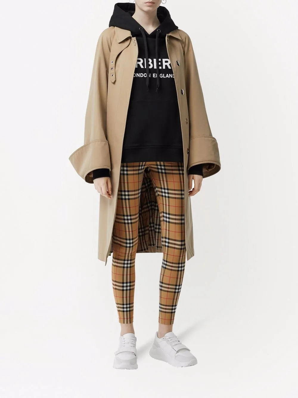 Pantalons Legging à carreaux Burberry Marron Femme