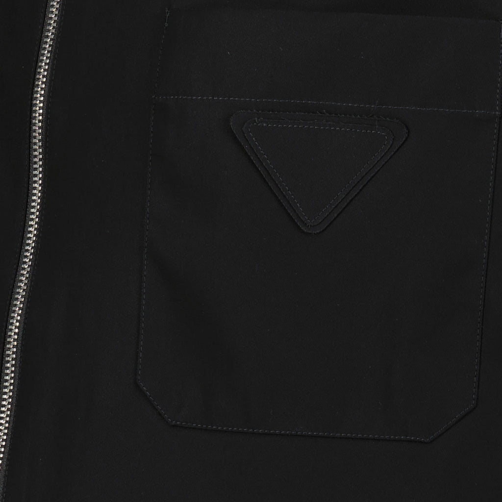 Image of the article Black cotton zip-up shirt jacket by Prada for Men - Spring-Summer 2026 - Detailed view_1