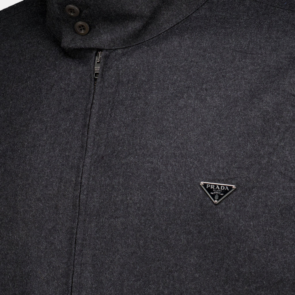 Chemises Wool Zip Jacket Prada Gris Homme