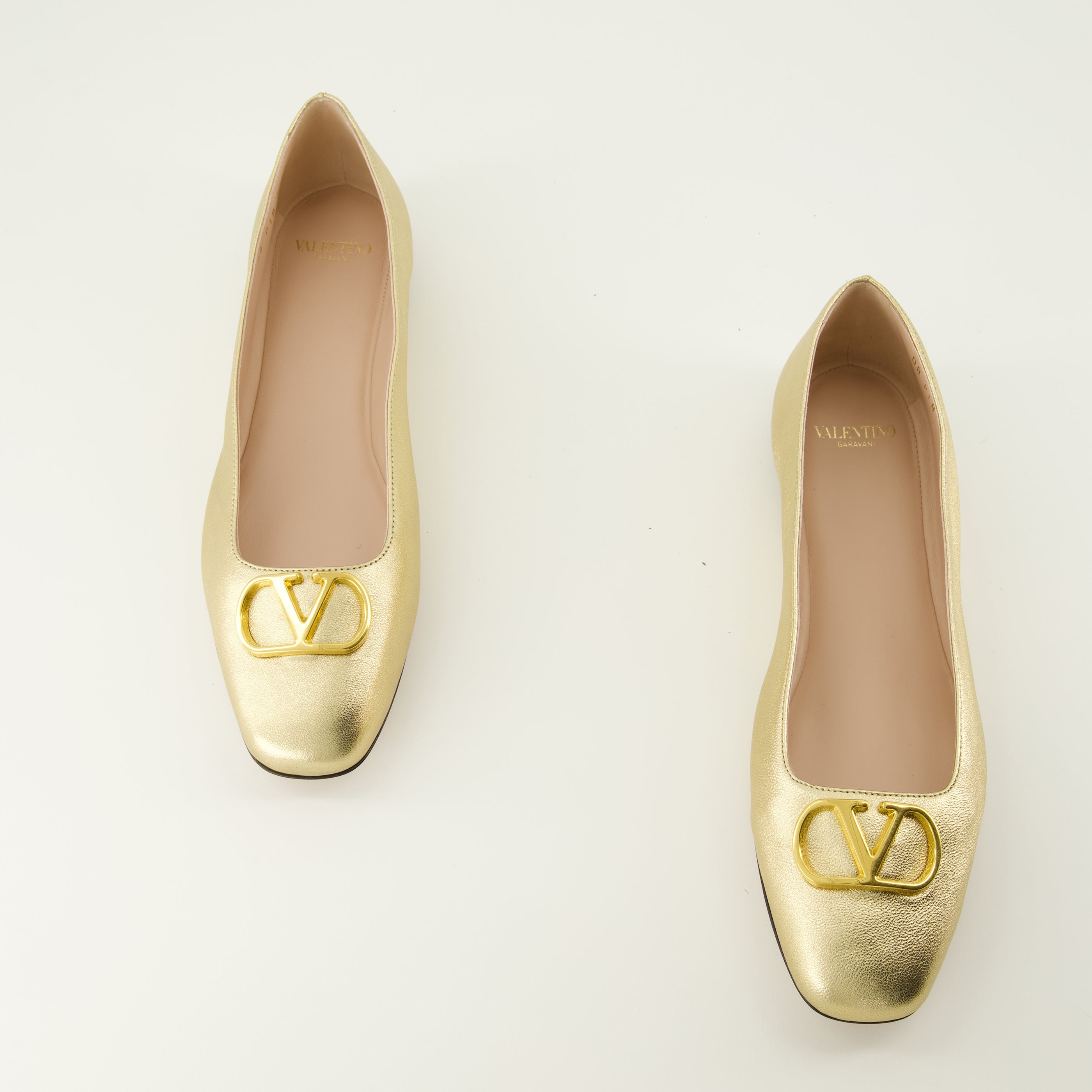 Chaussures plates Bailarinas em Couro Nappa VLogo Valentino Garavani Doré Femme