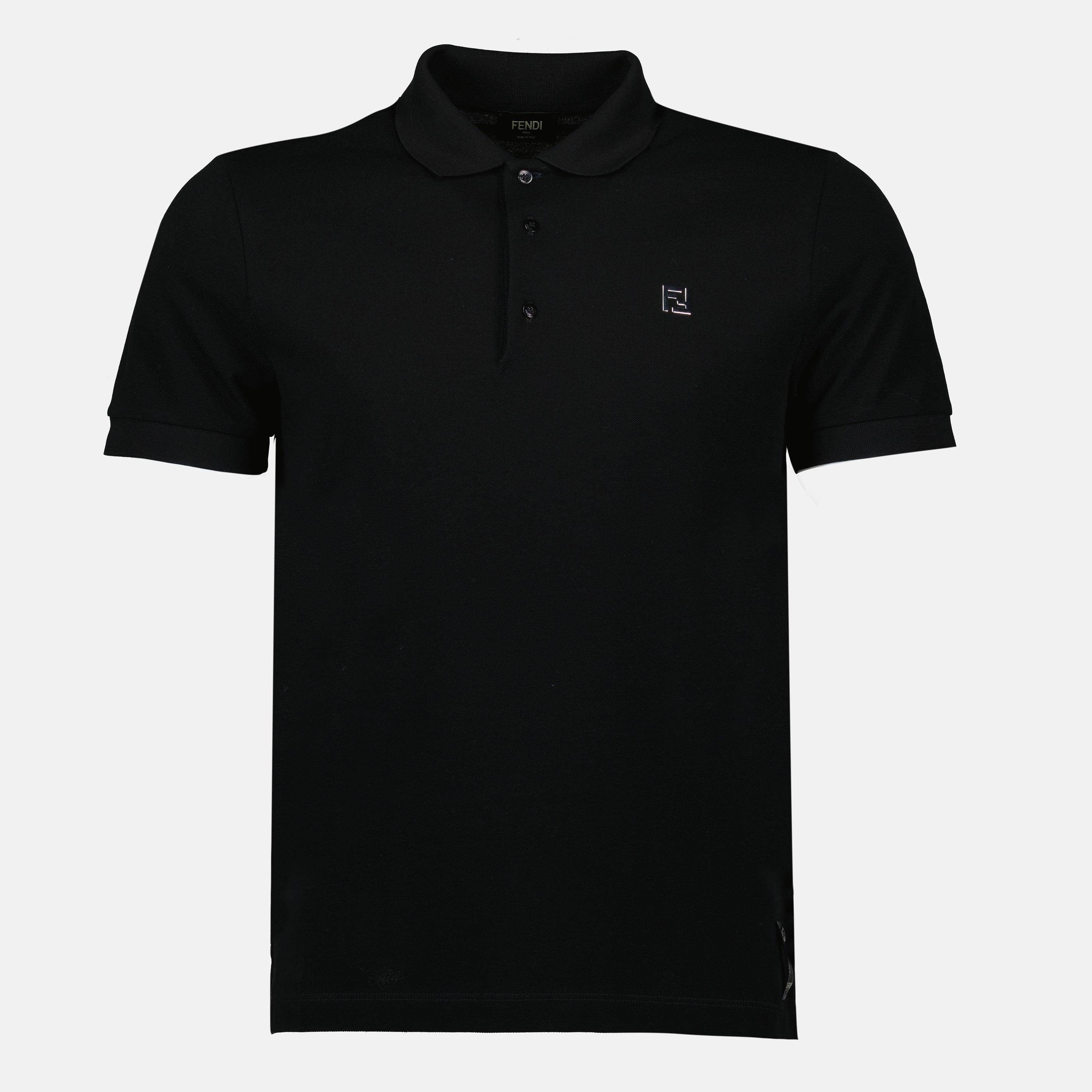 Polos Polo en coton piqué Fendi Noir Homme