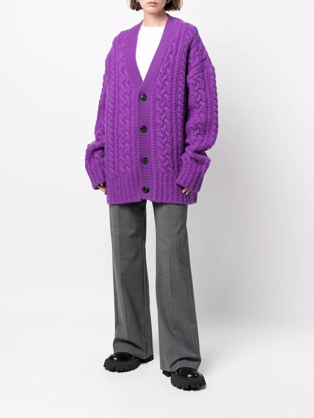 Maille Cardigan côtelé Ami PARIS Violet Unisexe