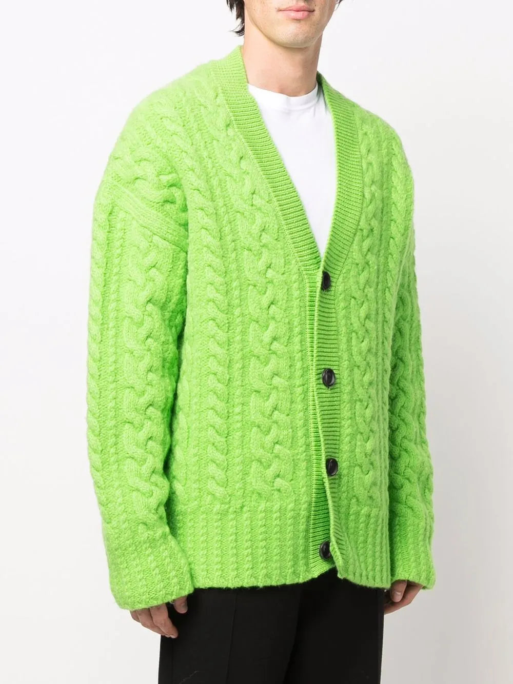 Maille Cardigan côtelé Ami PARIS Vert Unisexe