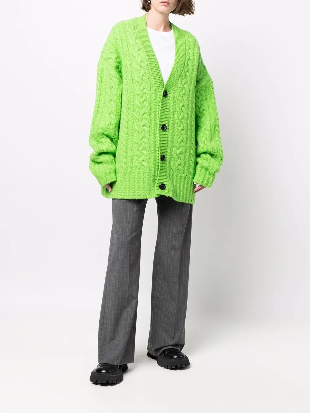 Maille Cardigan côtelé Ami PARIS Vert Unisexe