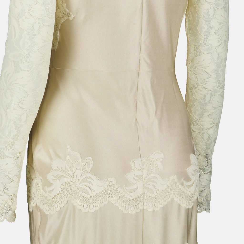 Robes Vestido Largo de Encaje Beige Rabanne Beige Femme