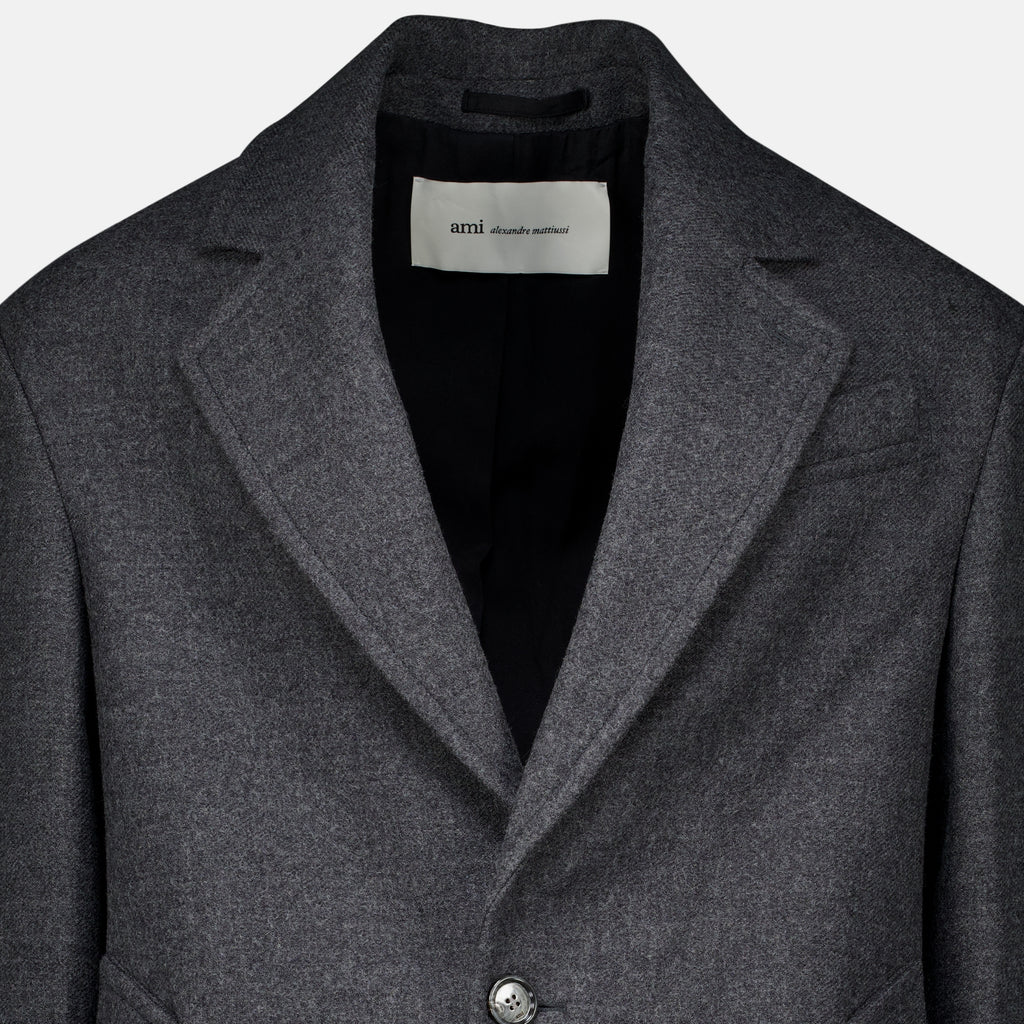 Manteaux Grey Wool Coat Ami PARIS Gris Homme
