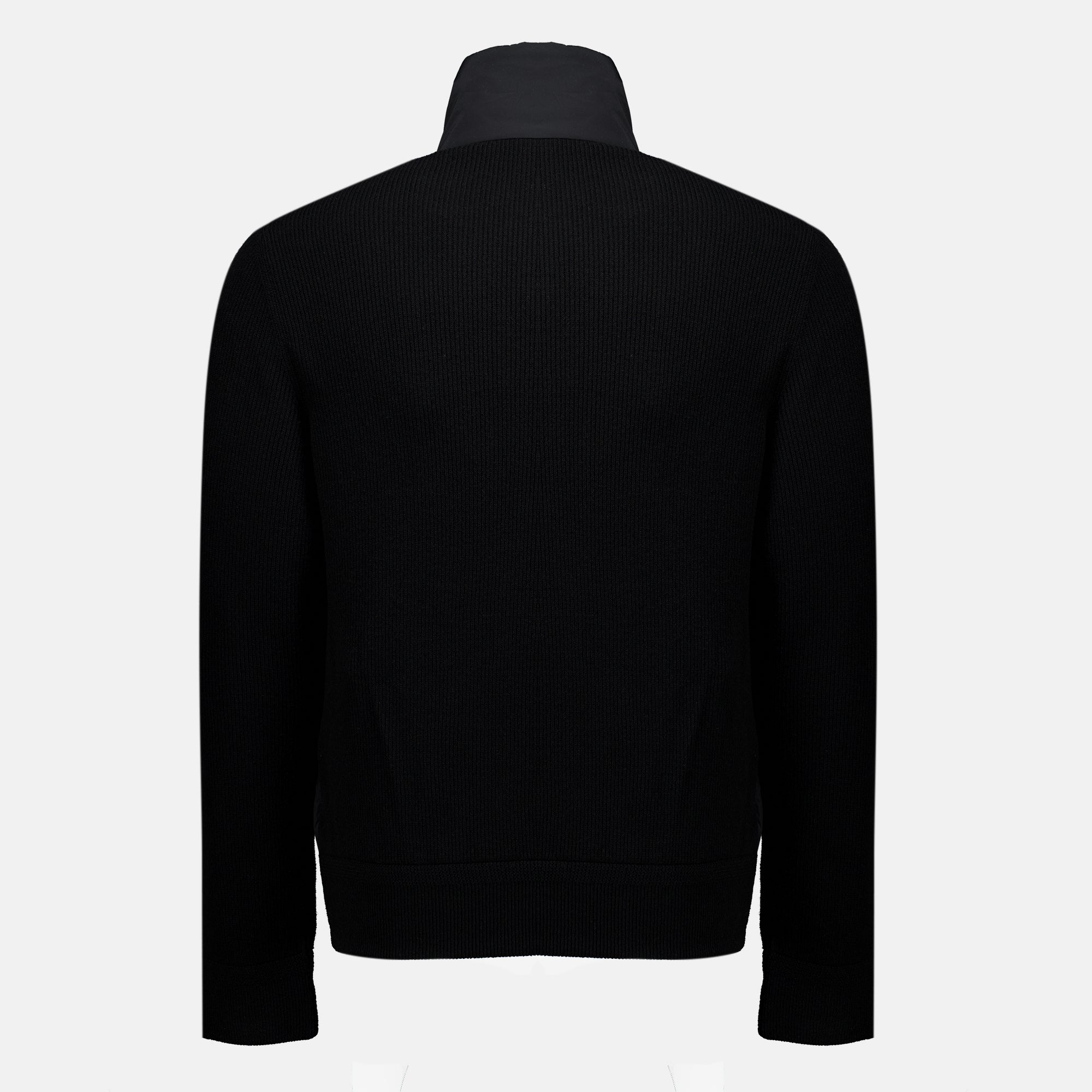 Maille Cardigan con Zip in Lana e Cachemire Nero Moncler Noir Homme
