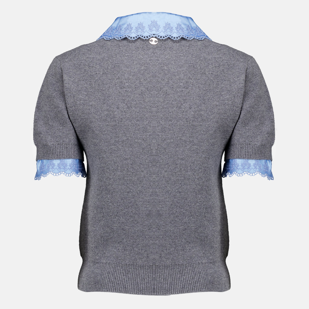 Maille Gray Short Sleeve Sweater Rabanne Gris Femme