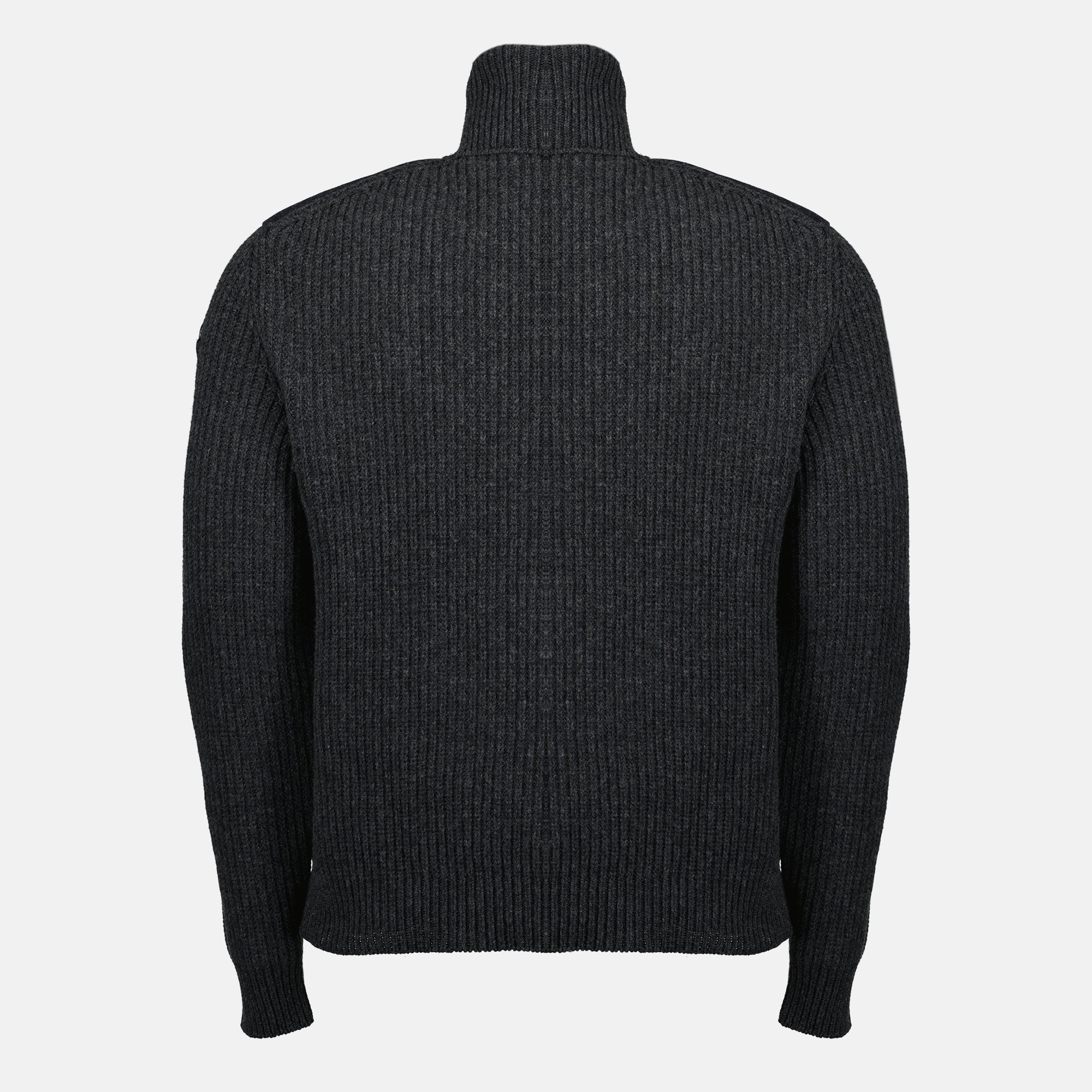 Image de l'article Cardigan zippé matelassé en laine gris de la marque Moncler pour Homme - Saison Automne-Hiver 2025 - Vue de Dos