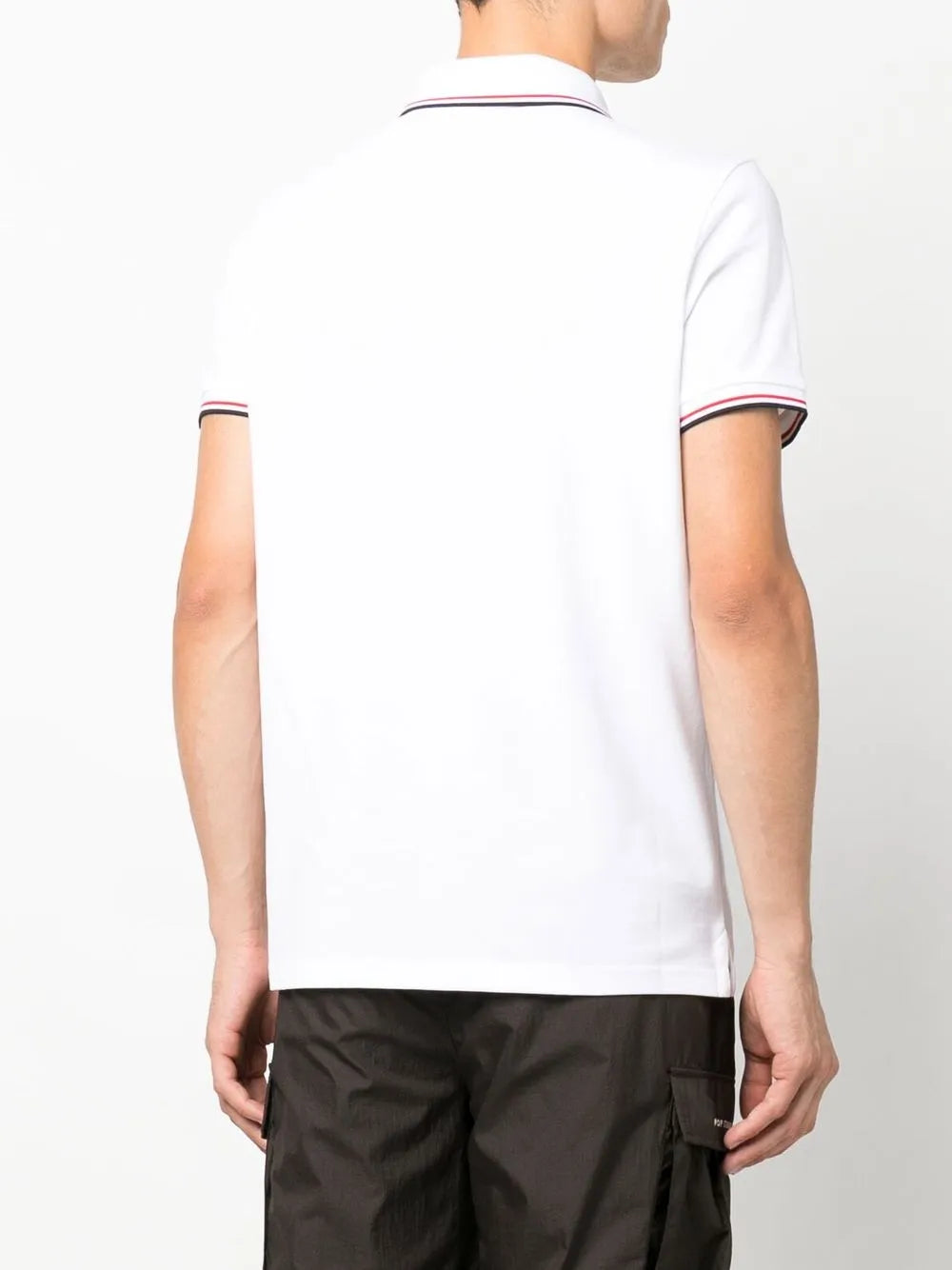 Polo Polo con Piping Tricolore Moncler Bianco Homme