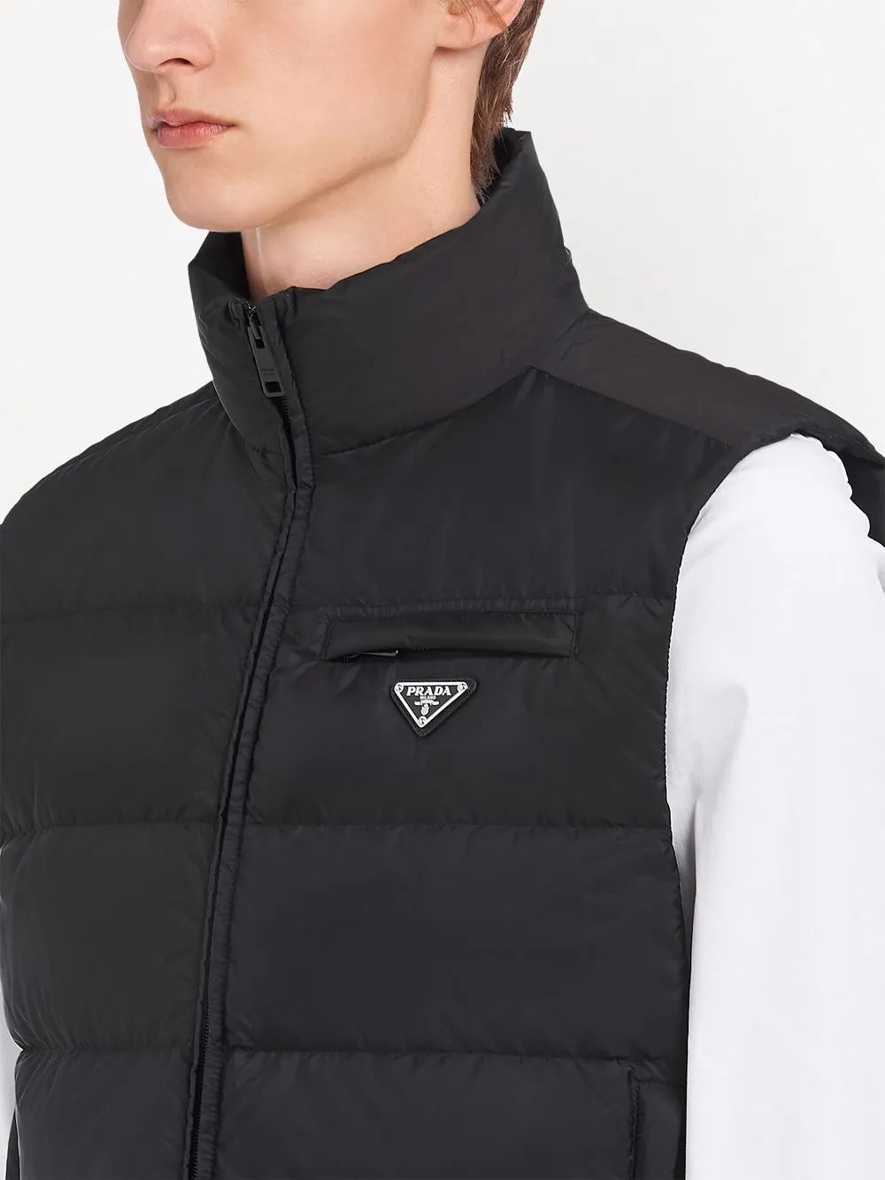 Vestes Doudoune sans manches en Re-Nylon Prada Noir Homme