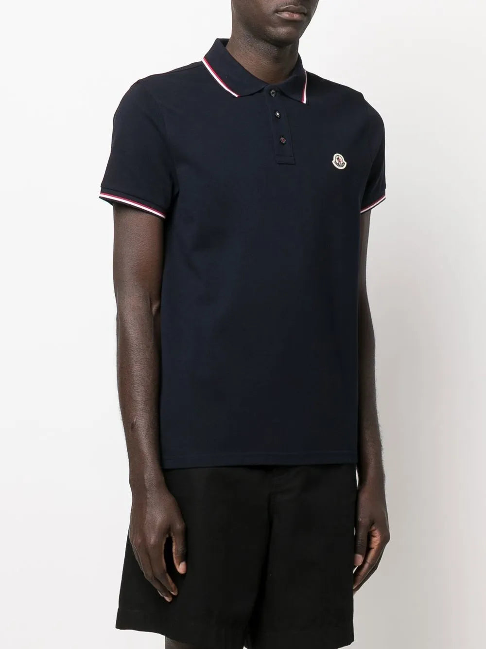 Polo Polo con Bordature Tricolori Moncler Blu scuro Homme