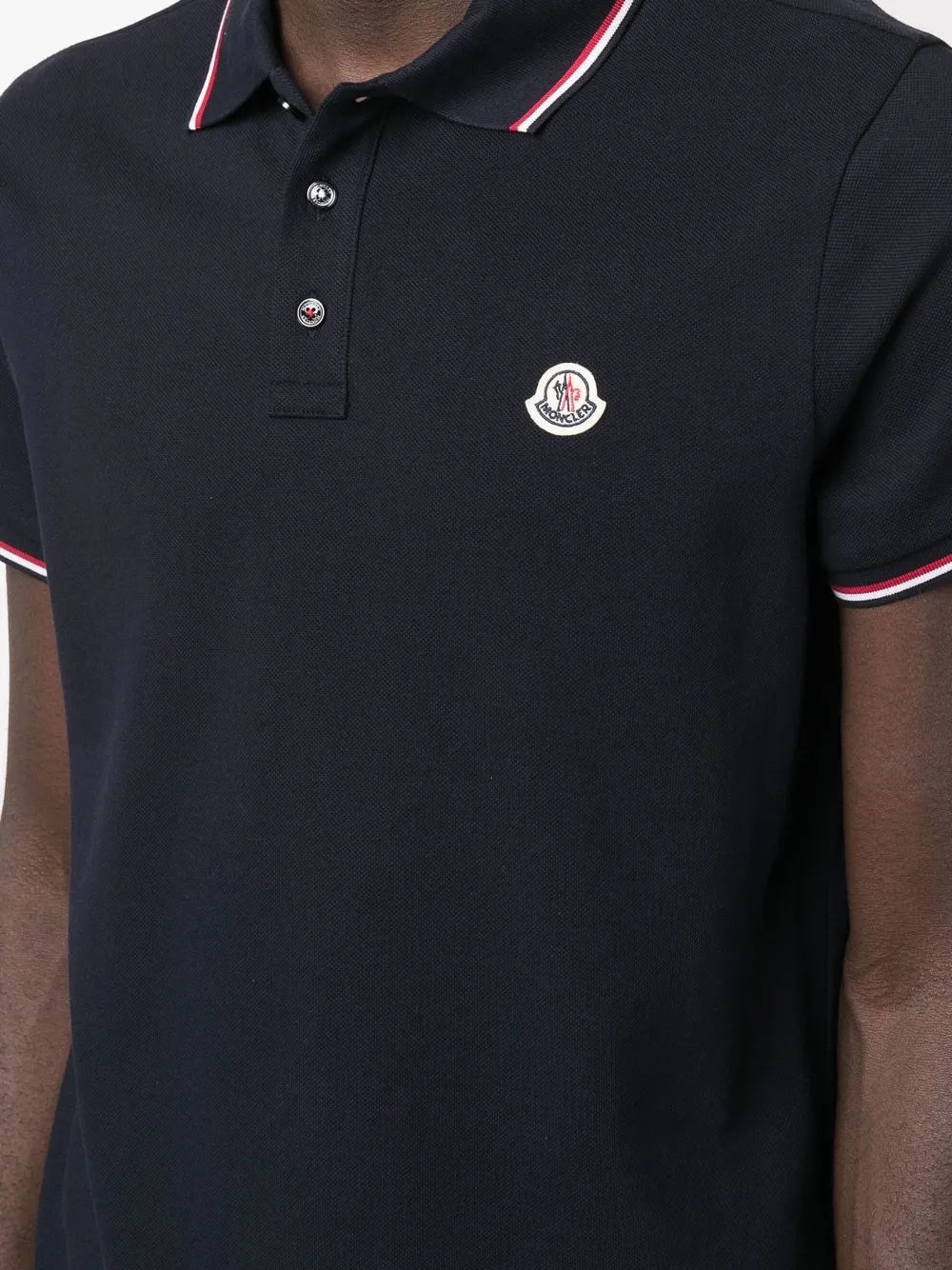 Polo Polo con Bordature Tricolori Moncler Blu scuro Homme