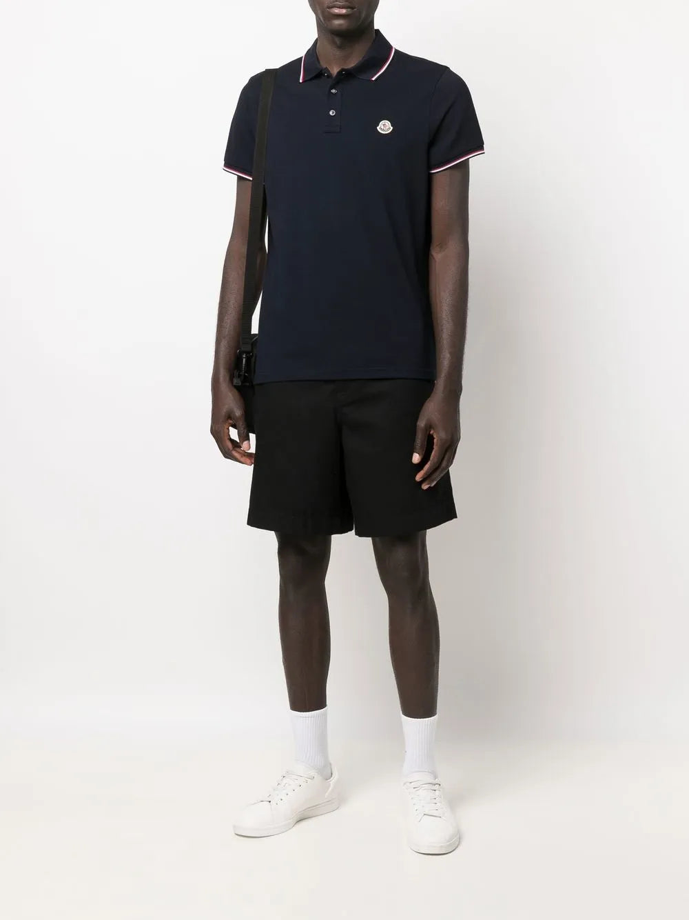 Polo Polo con Bordature Tricolori Moncler Blu scuro Homme