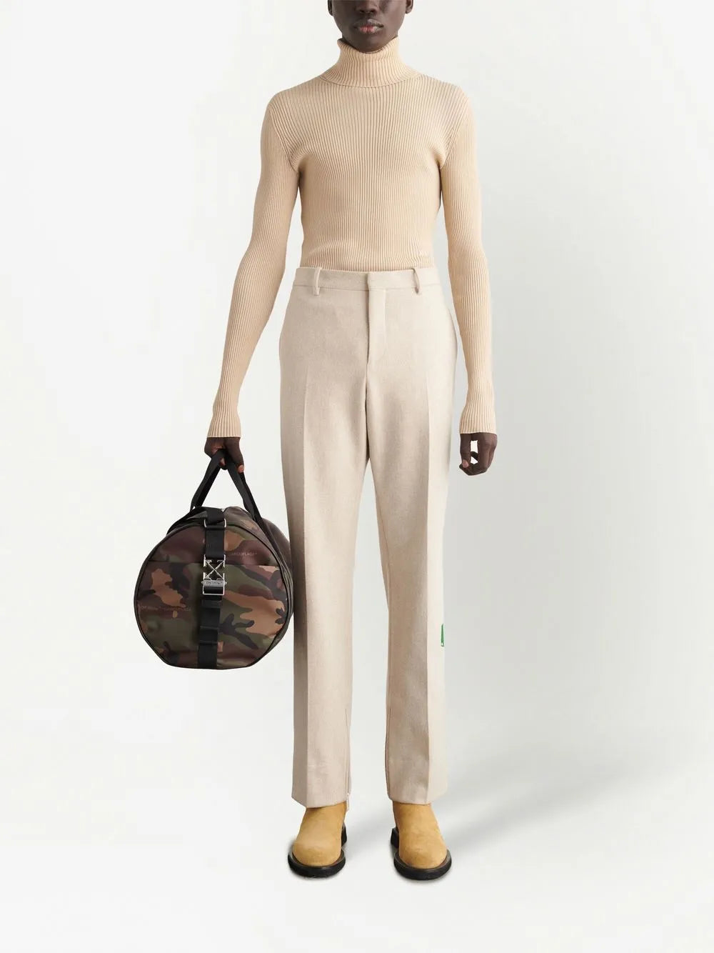 Pants Wool Trousers Off-White Beige Man