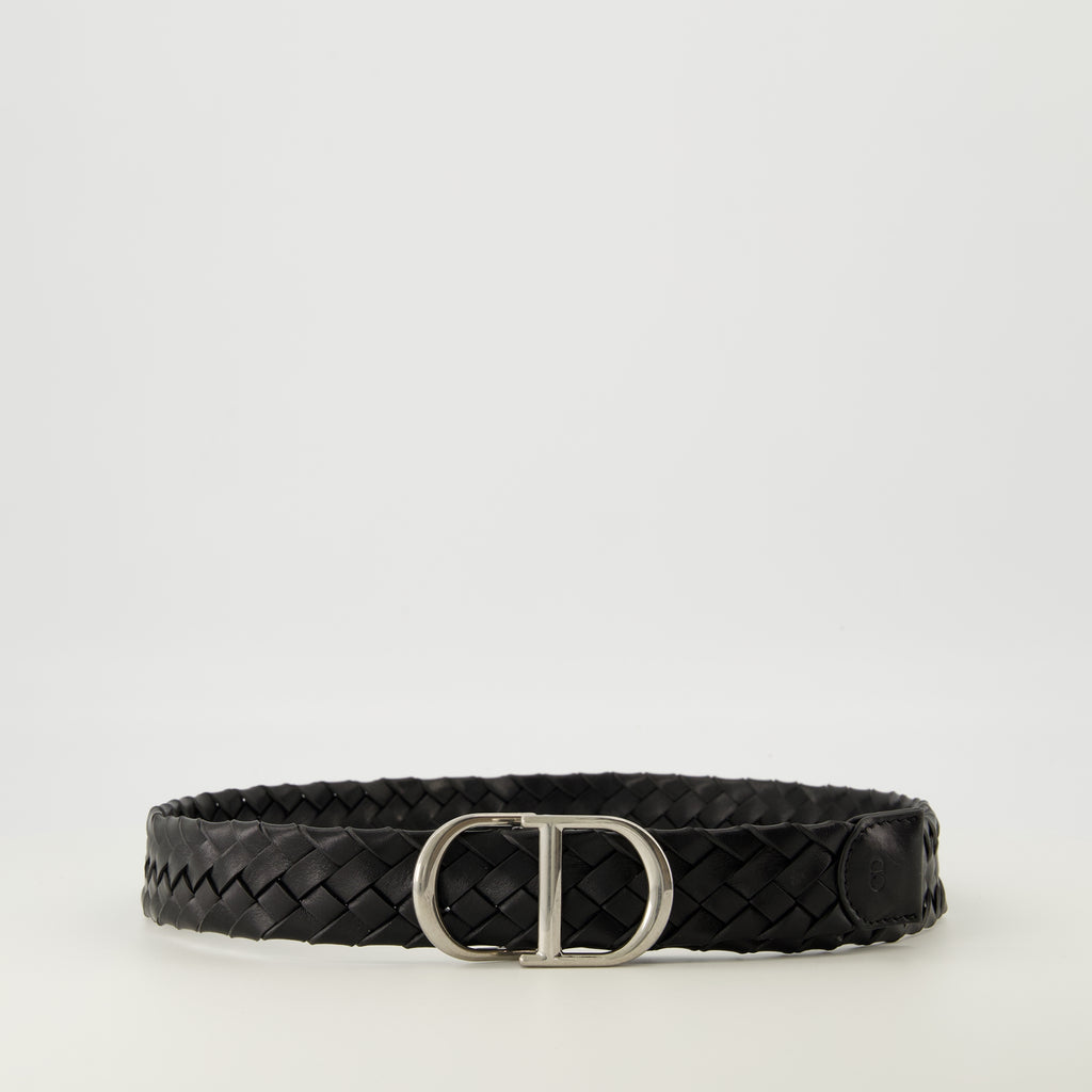 Image of the article Black woven CD belt by Dior for Men - Spring-Summer 2026 - Front View