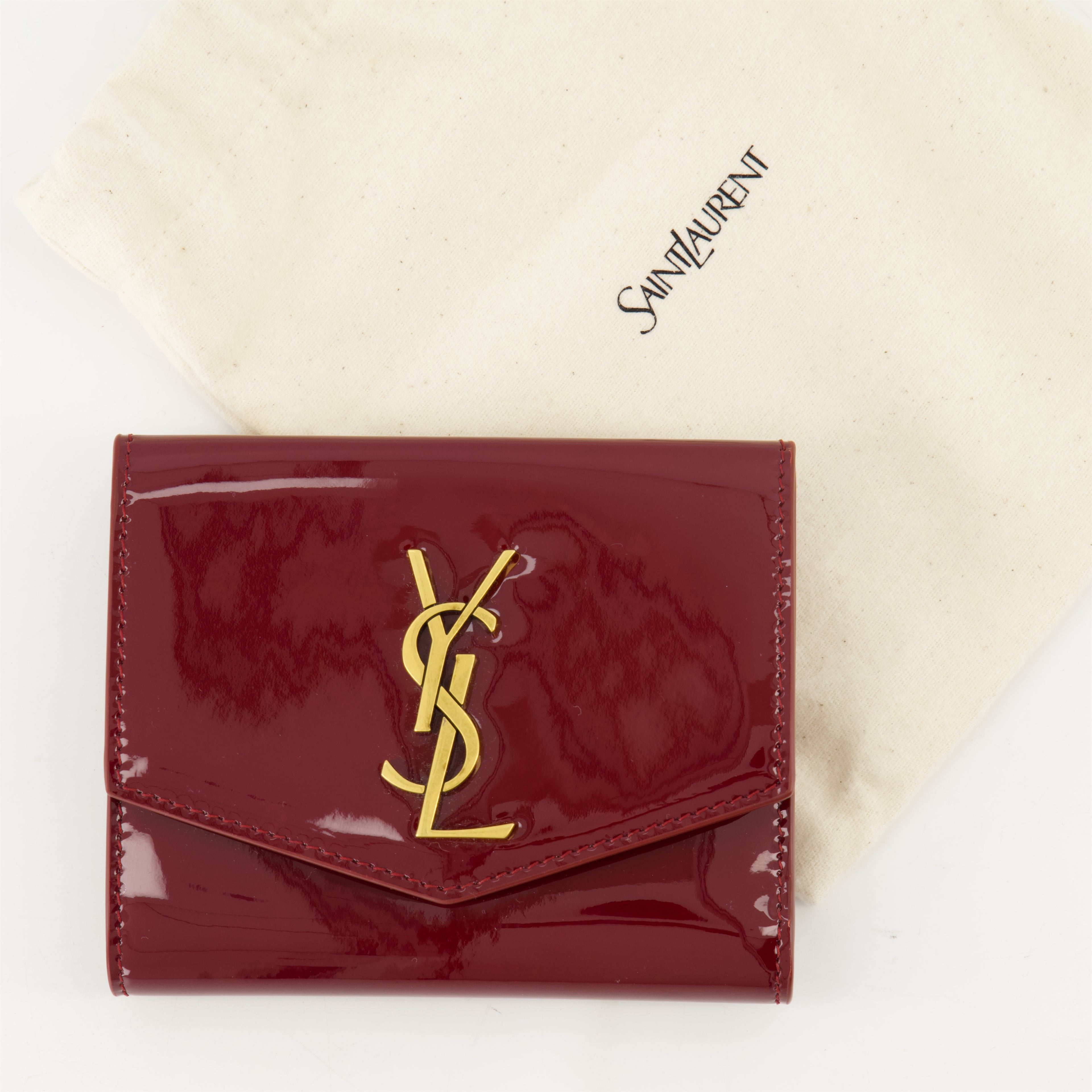 Small leather goods Portefeuille Uptown en cuir verni Saint Laurent Bordeaux Femme
