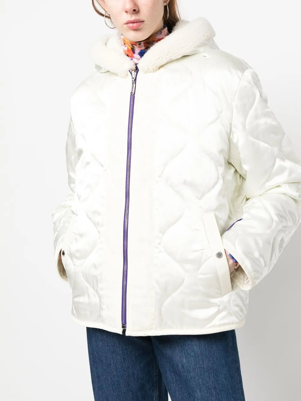 Coats Short Parka Off-White Purple Women