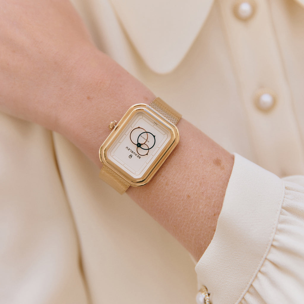 Bijoux Ecce Figura Lys Watch Rose Gold Steel Bracelet Beaubleu Doré Unisexe