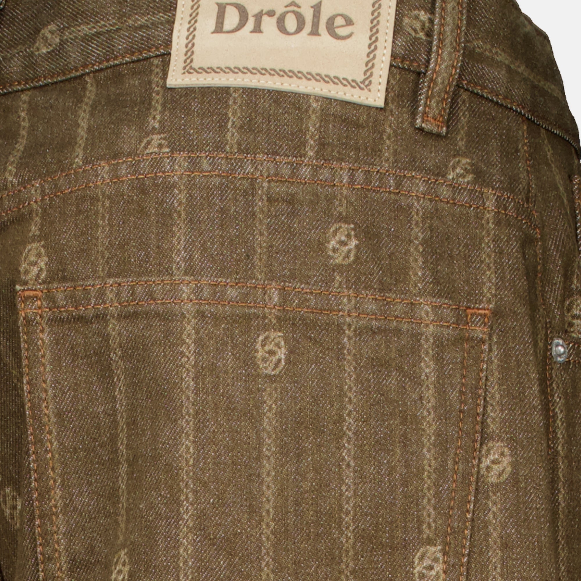 Pantalons Jeans Baggy Monograma Castanho Drole De Monsieur Marron Homme