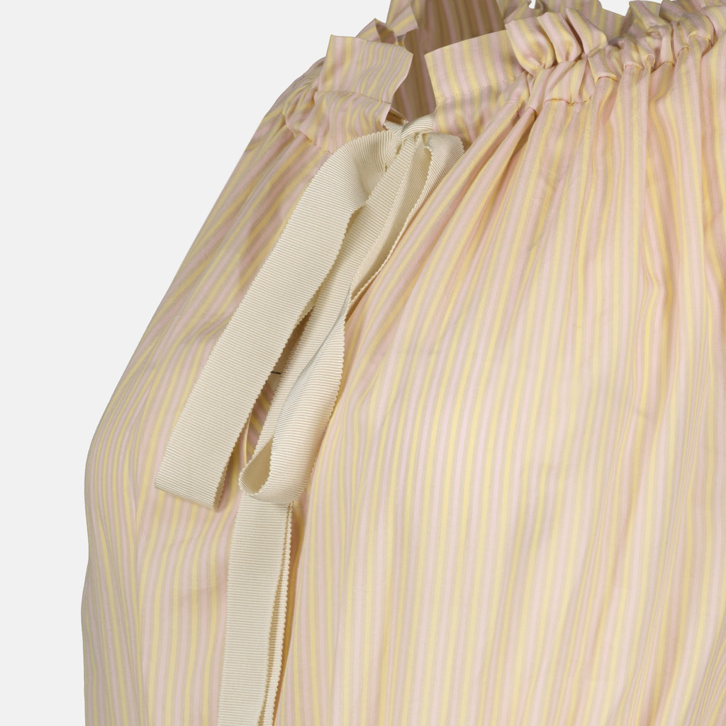 Robes Abito Maxy in Seta Striata Beige Patou Rose Femme