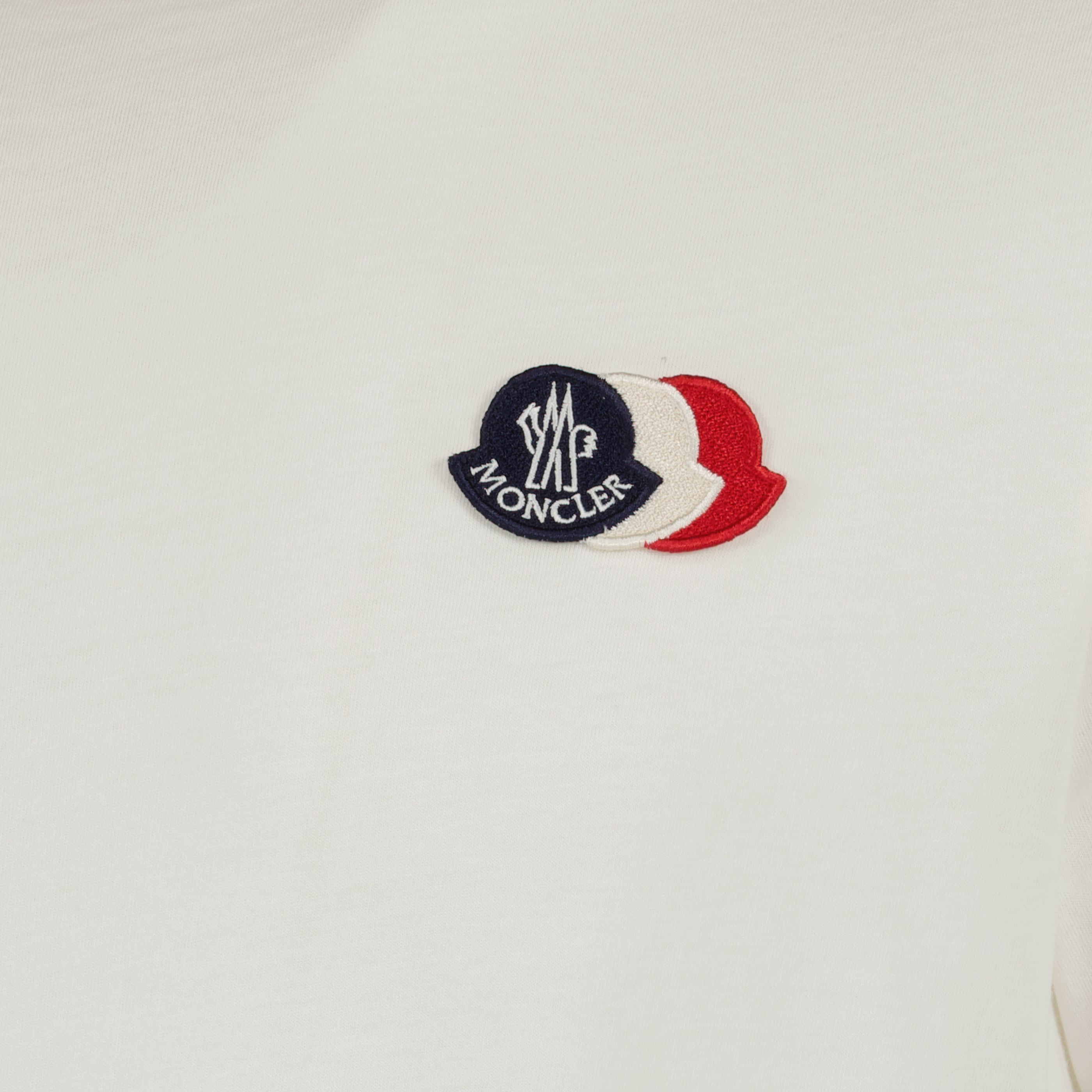 T-shirts Camisa de Algodão Branca com Logotipo Tricolor Moncler Blanc Homme
