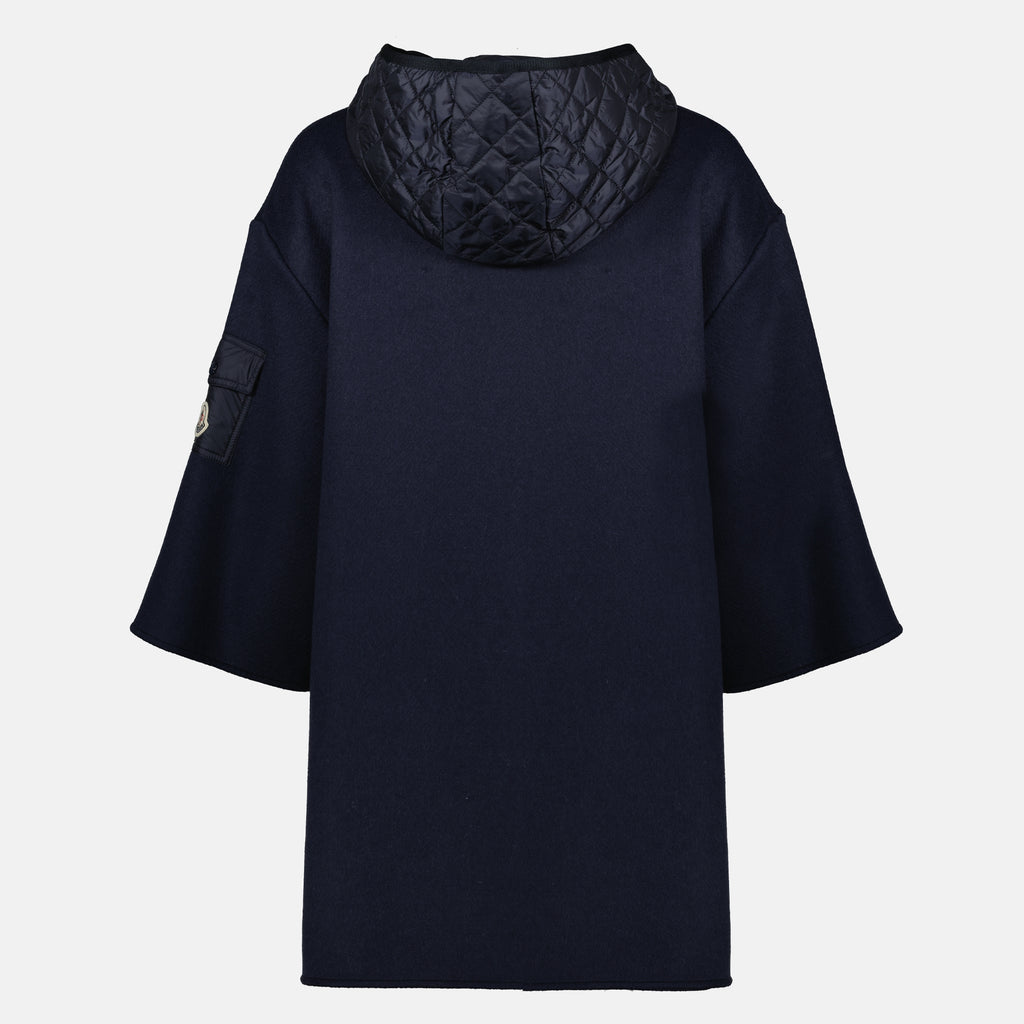 Vestes Cape zippée en laine Moncler Bleu foncé Femme