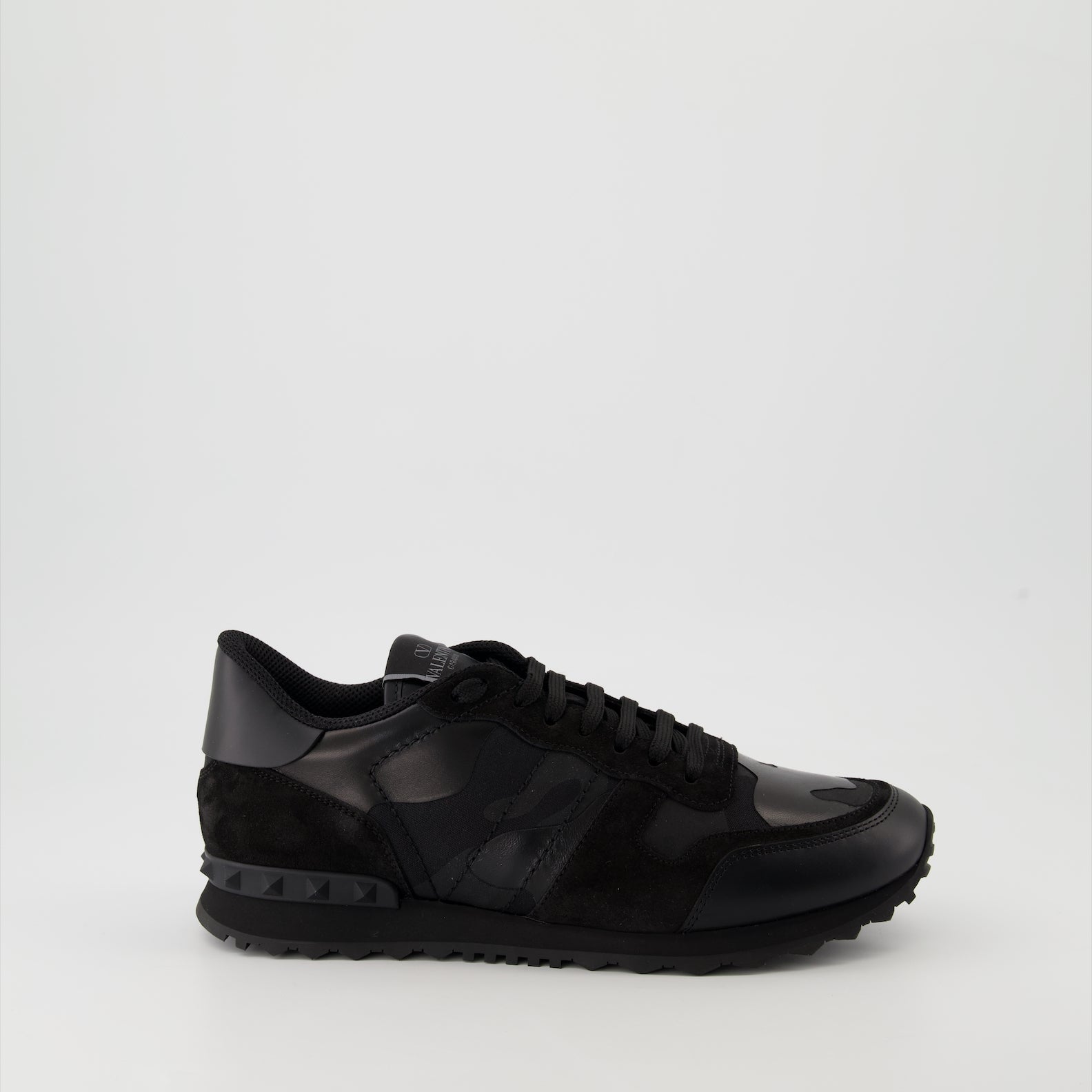 Baskets Black Camouflage Rockrunner Sneakers in Fabric and Nappa Valentino Garavani Noir Homme