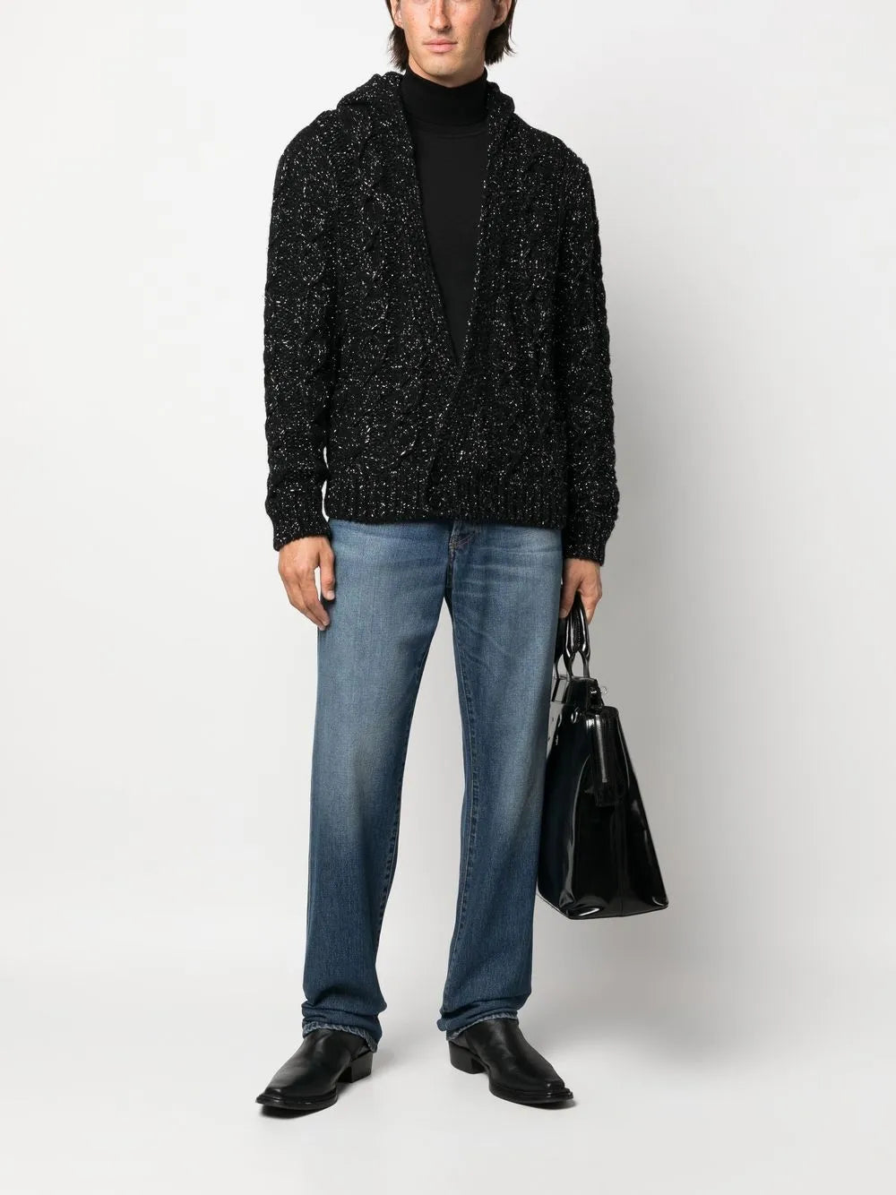 Maille Cardigan en lurex Saint Laurent Noir Homme