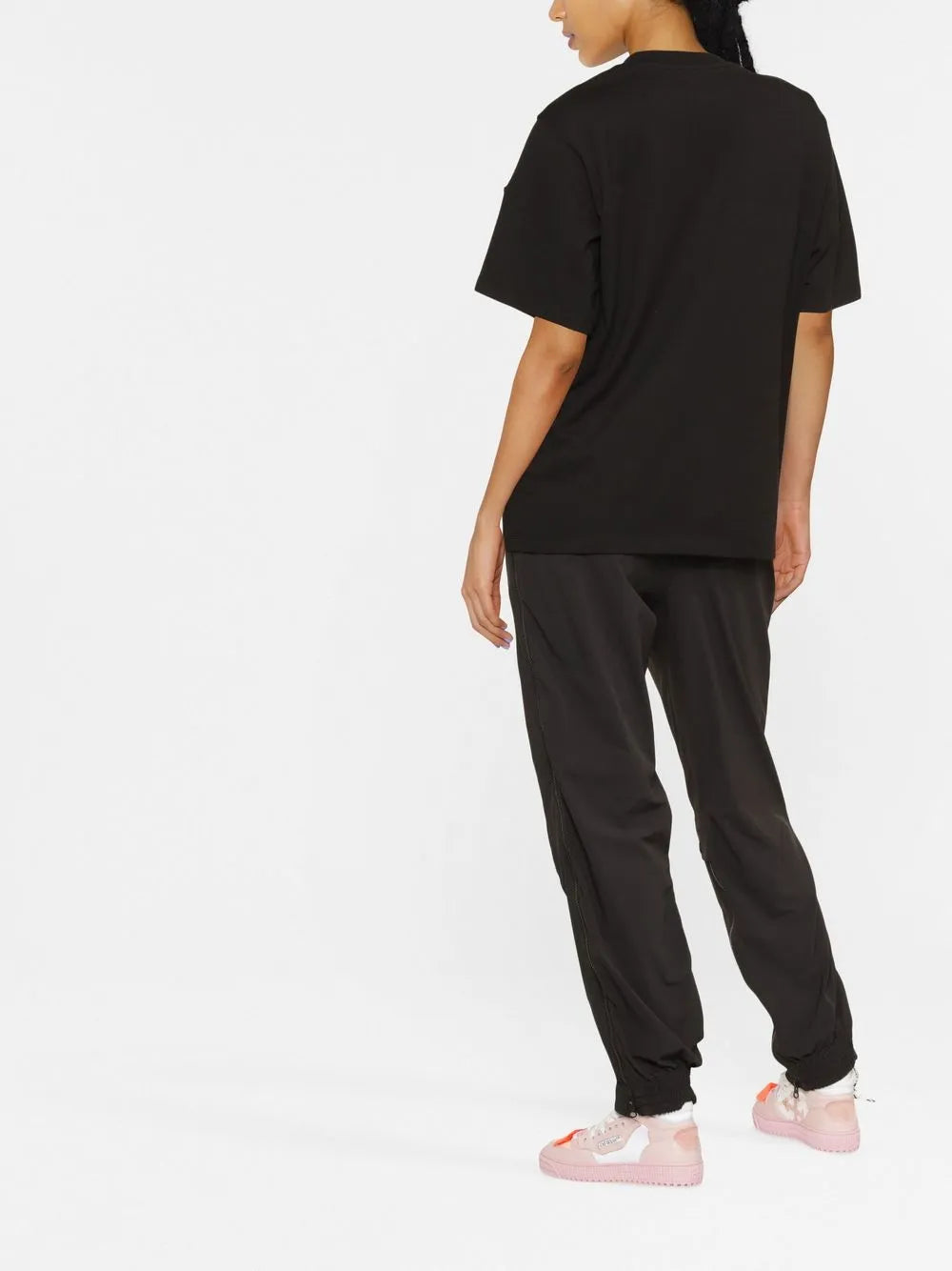 T-Shirts Metallisches Logo T-Shirt Moncler Schwarz Damen