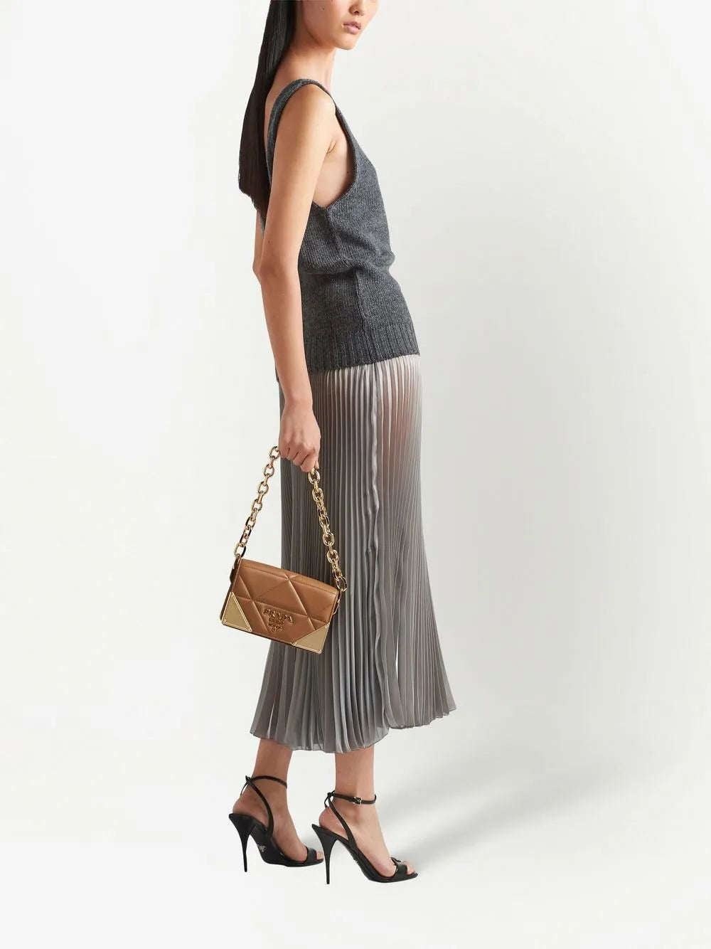 Jupes Jupe plissée Prada Argenté Femme