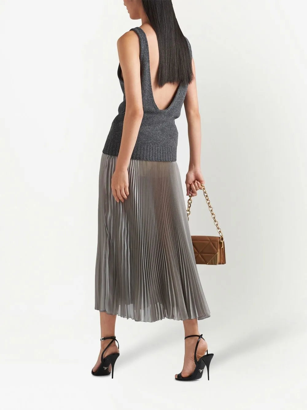 Jupes Jupe plissée Prada Argenté Femme