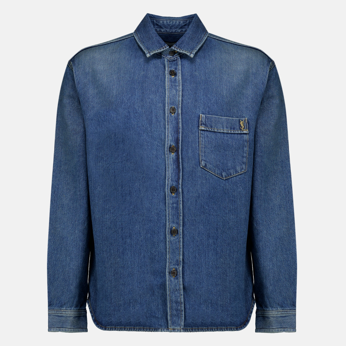 Chemises Chemise cassandre en denim Saint Laurent Bleu Homme